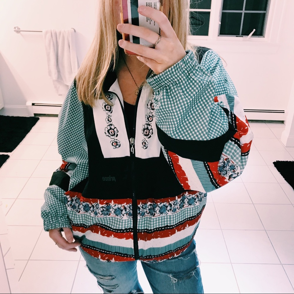 VINTAGE PRINCE PATTERN BOMBER JACKET